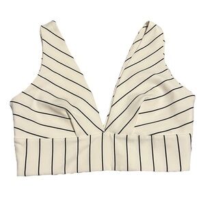 NAKED WARDROBE Striped Off White Bralette Top